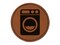 Washing Machine Laundry Round Iron-On Engraved Faux Leather Patch Applique - 2.5"